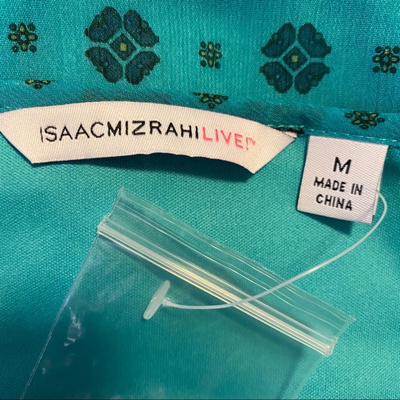 Isaac Mizrahi Live! Blue Button Down Bohemian Top - Picture 5 of 6